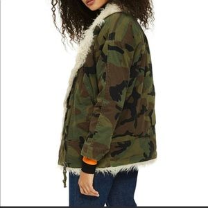 Top shop Camo Sherpa Lined Coat